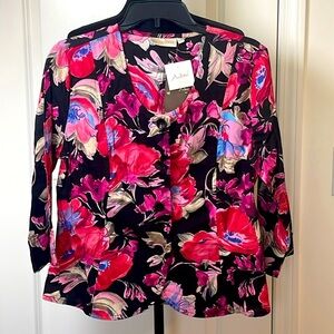 NWT Adini Peony Cotton Poplin Button Down Shirt Size M NWT